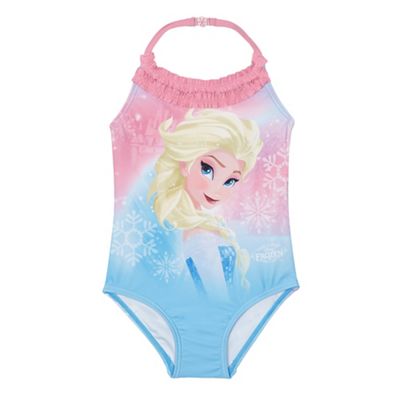 Disney Frozen Girls' pink and blue 'Frozen' print swimsuit